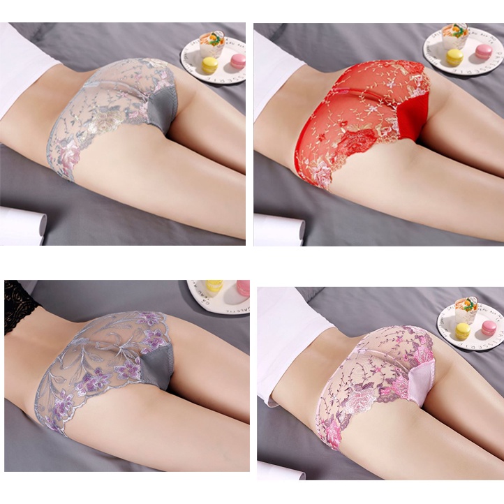 Quần Lót cotton Lưng Thấp Không Đường May Phối Ren Quyến Rũ Cho Nữ Cỡ Lớn 65kg - 40kg XL L