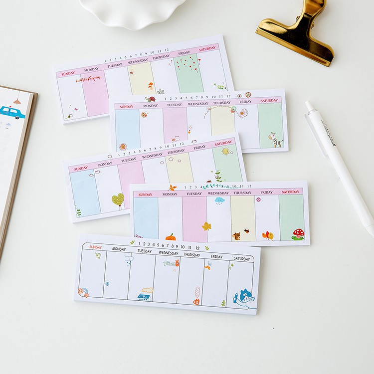 Tập Ghi Chú Thời Khóa Biểu Note Dán Kế Hoạch Tuần Tiện Dụng Mẫu Mùa Thu