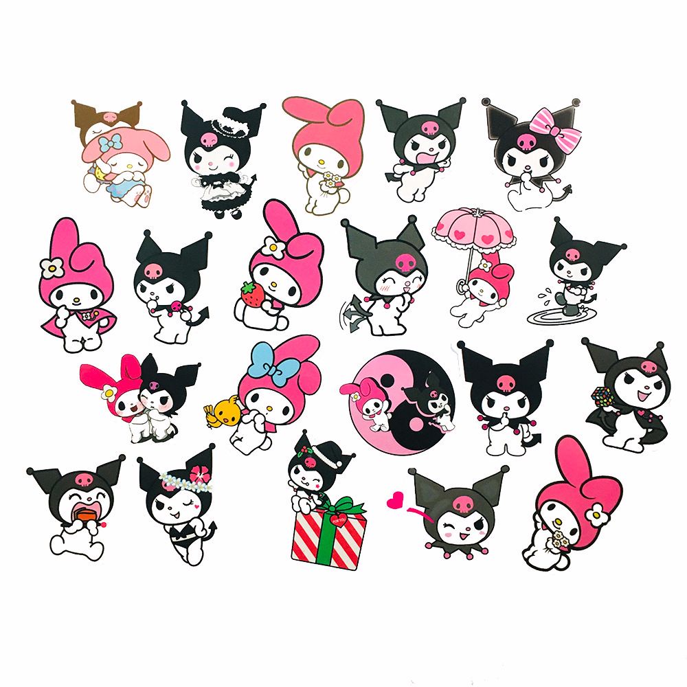 Bộ 50 Miếng Dán Trang Trí Điện Thoại / Vali / Đàn Ghi Ta / Ván Trượt Họa Tiết Hoạt Hình Kuromi Graffiti Chống Nước