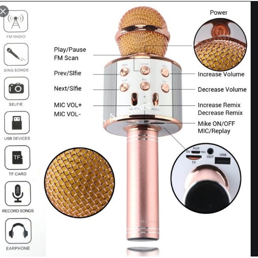 Míc  karaoke  WS-858/V8 thích ca hát hay 2022