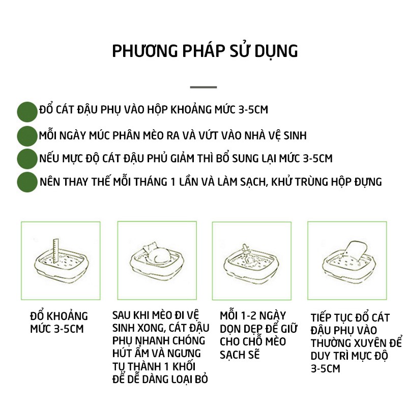 Cát vệ sinh cho mèo, cát đậu phụ đi vệ sinh cho mèo, cát tofu tự tan trong nước, khử mùi, dễ dàng vệ sinh 2kg P005