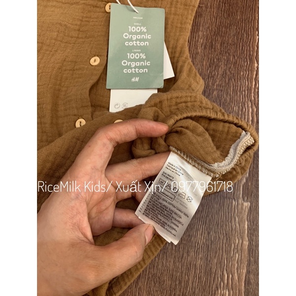 Body Cho Bé Cotton Organic Hm màu Nâu tây