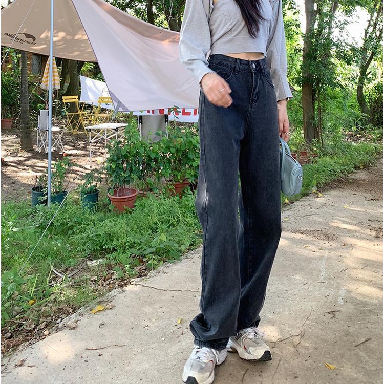 Quần Jeans Nữ Lưng Cao Ống Rộng Thời Trang Hàn Quốc