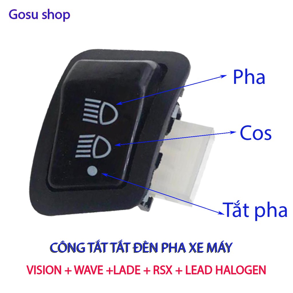 Công tắc tắt đèn pha xe máy Honda Vision 2021, Wave,RSX, thay thế công tắc pha cos của xe, tự thao tác