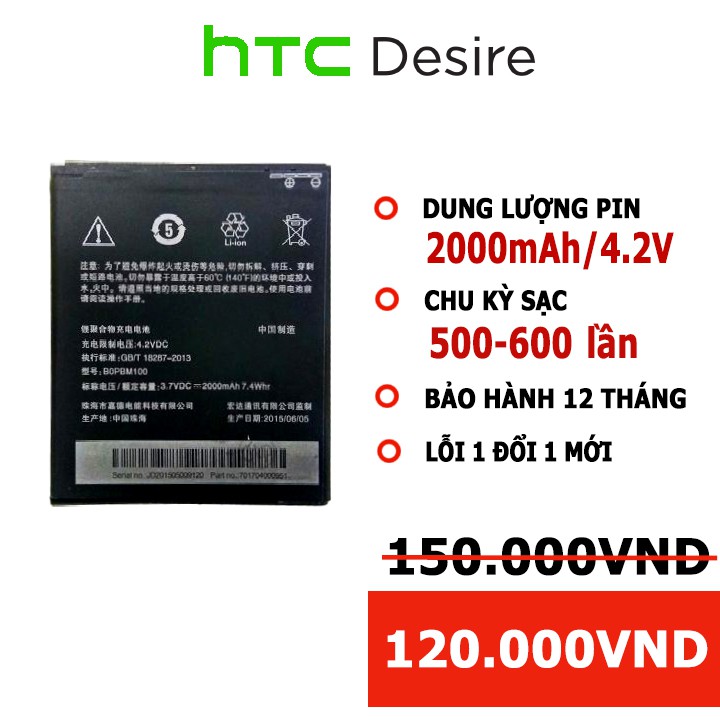 Pin HTC Desire 616/ Desire D616W/ Desire 616W /BOPBM100 BH 12 Tháng