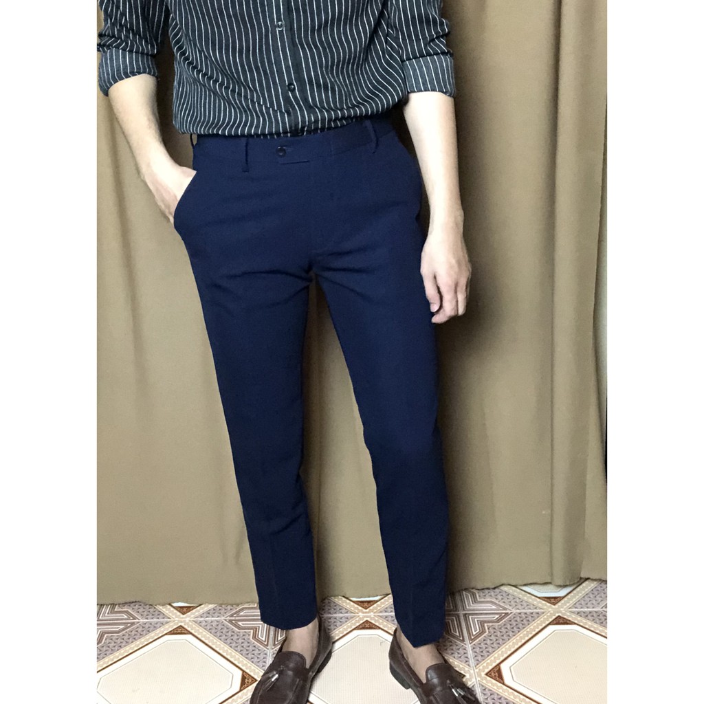 Quần Âu Nam GenLux Màu Xanh,Vải Ngon,Co Dãn Tốt,Dáng Ôm Body,Phong cách Trẻ Trung