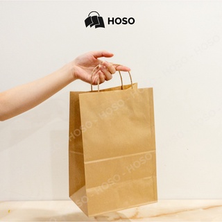 [Set 50 cái] Túi giấy kraft Nhật có quai V5 đựng quà, thực phẩm