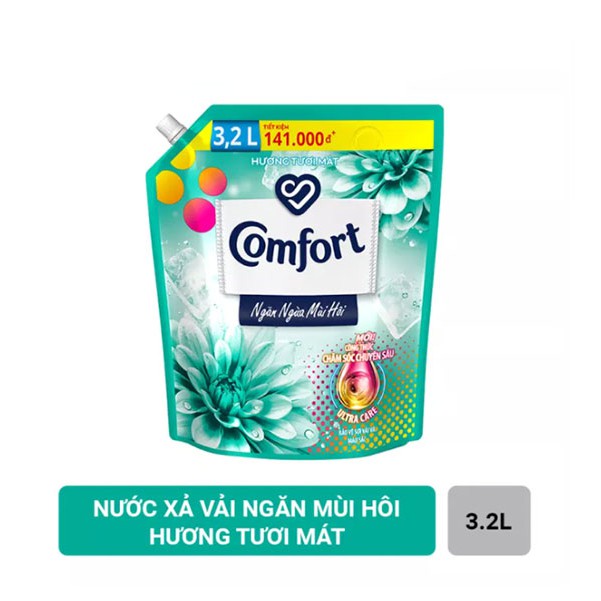 Nước xả vải Comfort Chăm Sóc Chuyên Sâu Ngăn Ngừa Mùi Hôi Hương Tươi Mát 3.2L