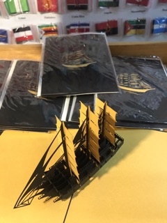 Thuyền 6 ( 3 cánh ) - Boat -   Thiệp  3D ( bìa đen  )