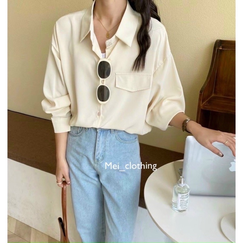 Áo sơmi lụa nẹp lưng phong cách Hàn Quốc, sơ mi lụa công sở thanh lịch A63