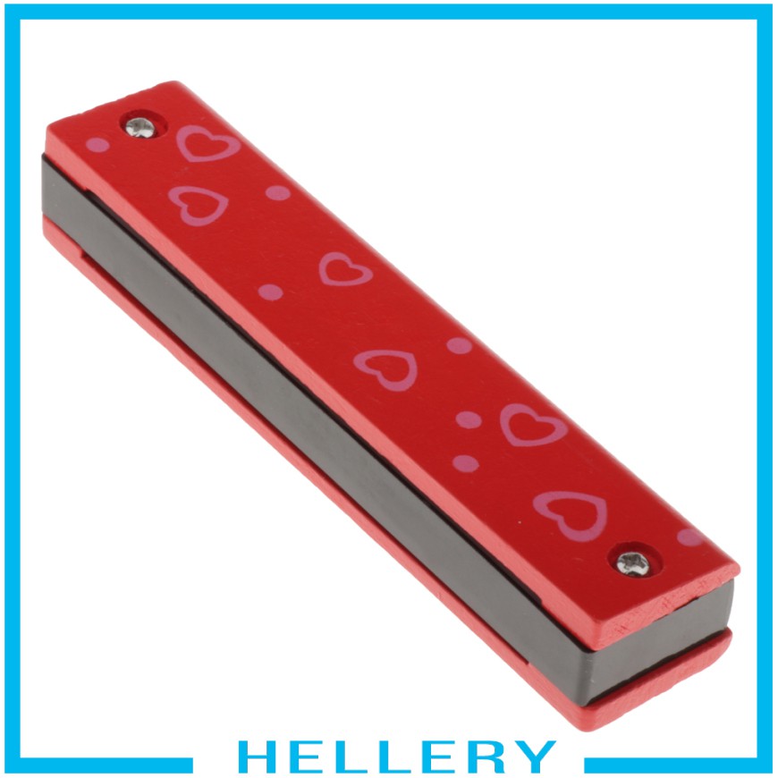 Kèn Harmonicas Gỗ Hai Hàng Họa Tiết Trái Tim Hoạt Hình Cho Bé