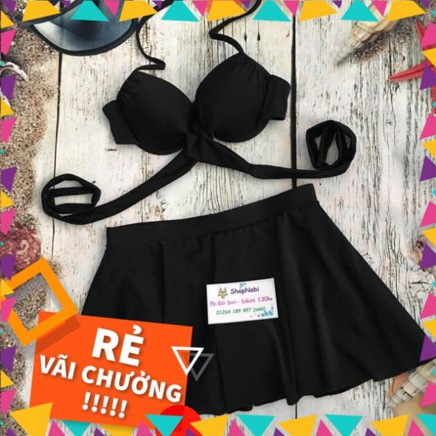 Siêu rẻ Bikini Áo cột chéo eo + váy xoè Siêu xinh