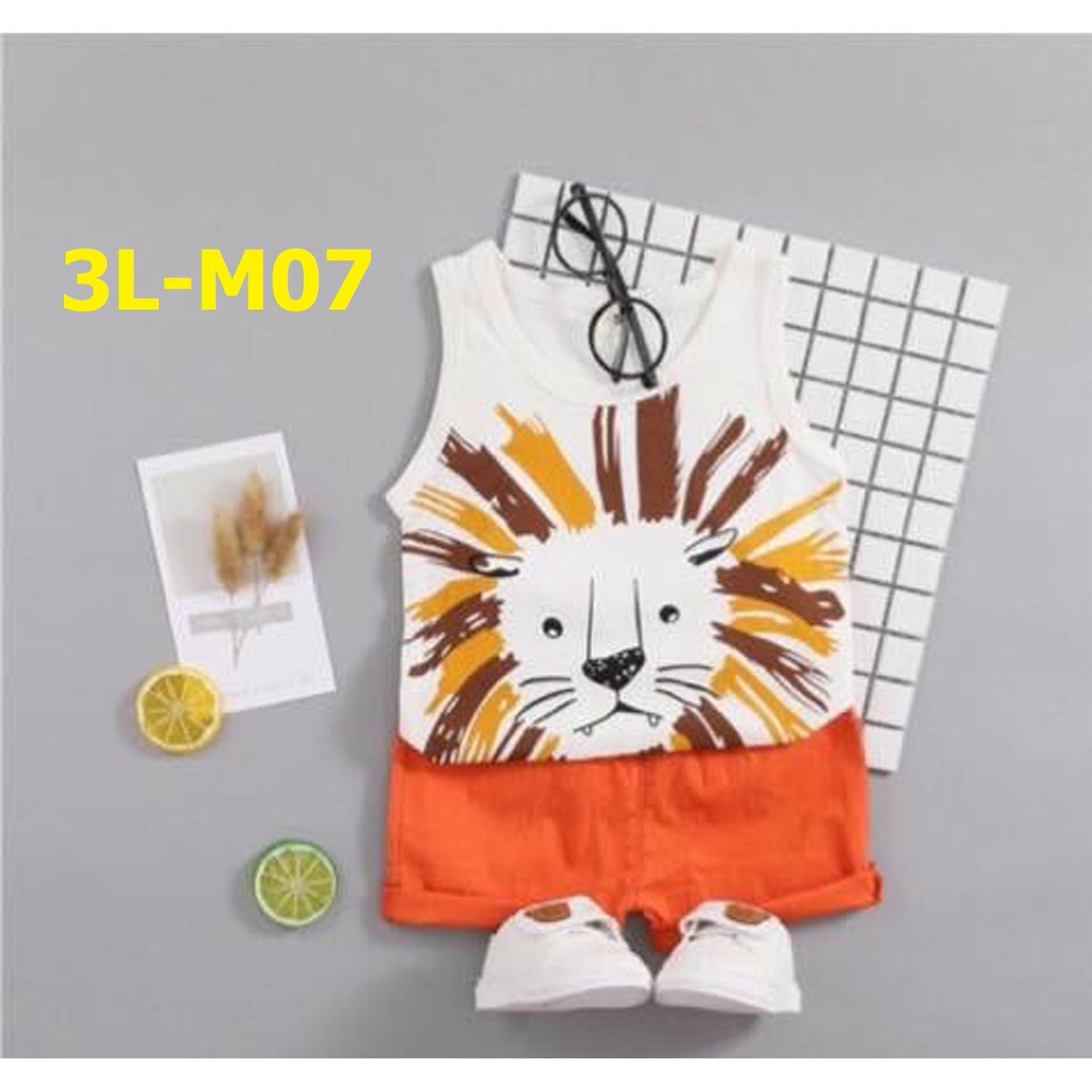 [Mã BITBITSHOP Giảm 10k] Set quần áo ba lỗ cho bé trai bé gái chất cotton hình ngộ nghĩnh