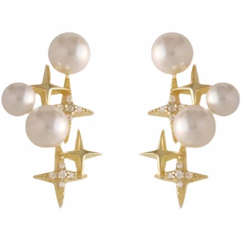 Bông Tai Ngôi Sao Năm Cánh Đính Đá Lấp Lánh Phong Cách Hàn Quốc