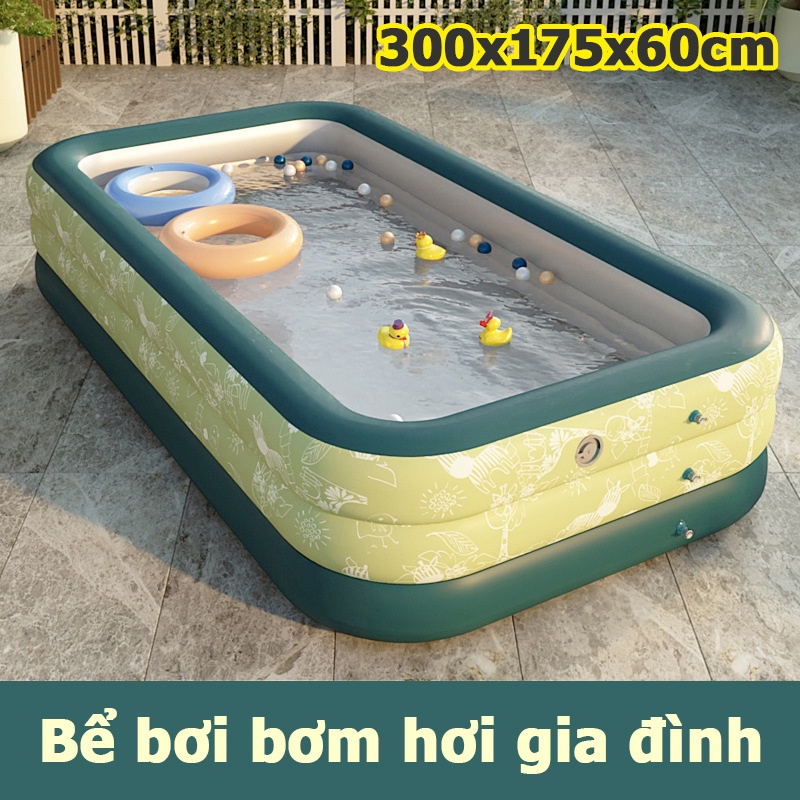 Bể bơi phao cho bé hồ bơi bơm hơi gia đình hàng cao cấp 3m 300x175x60cm