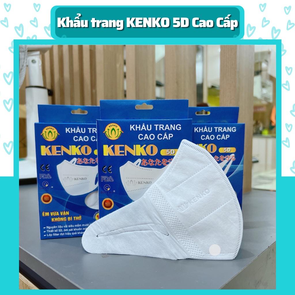 Hộp 10 chiếc khẩu trang 5D KENKO dành cho người lớn, khẩu trang cao cấp 5D cao cấp kháng khuẩn