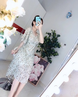 Đầm maxi tay loe rút đùi 2 lớp