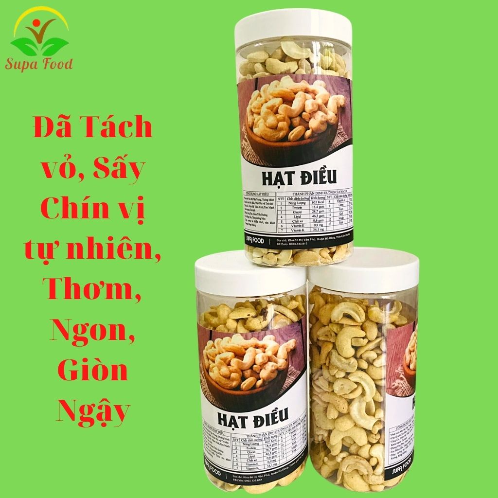 Hạt Điều Đã Rang Chín Tự nhiên, Bóc Vỏ Sạch Sẽ Thơm Giòn Ngon Ngậy  - ĐIỀU NGON Chuẩn, Mang Nhiều Dinh Dưỡng - Supa Food