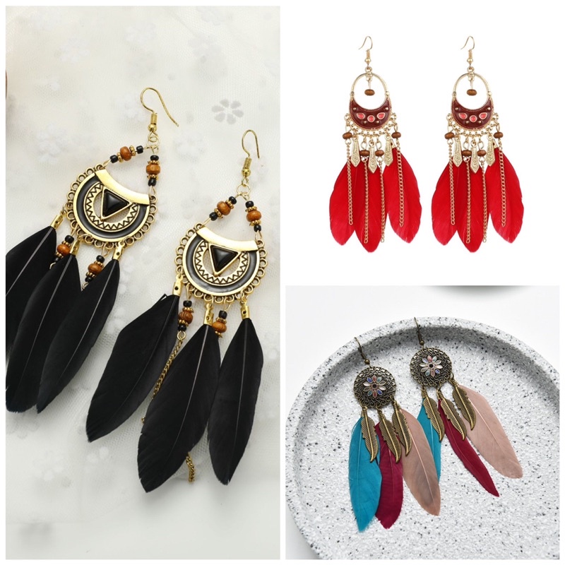 Khuyên tai Vintage thổ cẩm, bông tai phong cách dân tộc phụ kiện thời trang và du lịch cho nữ