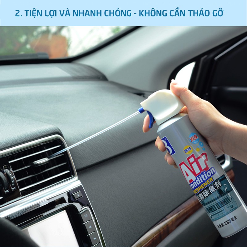 Dung dịch vệ sinh điều hòa BOTNY Air-condition Freshener 285ml,khử mùi bộ lọc cửa gió máy lạnh xe hơi.trong nhà-B-1725