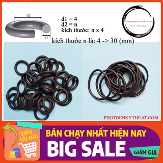 Ron cao su dày 4mm loại mềm, kích thước n là 4 -> 30 mm