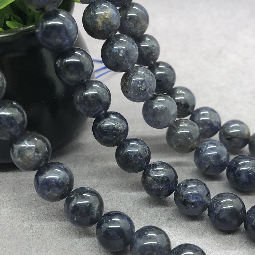 5a Hạt Iolite 4-12mm Tròn Tự Nhiên Rời Hạt Đá Tự Làm Cho Vòng Tay