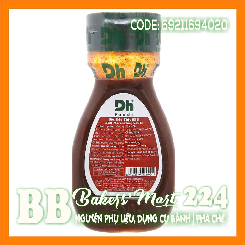 Sốt ướp thịt BBQ NATURAL DH Foods - Chai 200gr