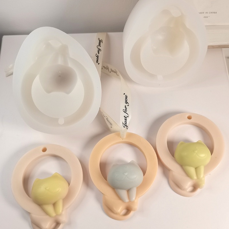 Khuôn silicone mèo treo làm sáp thơm/thạch cao thơm