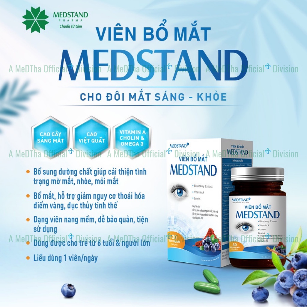 Viên Bổ Mắt Medstand - Giảm Khô Mắt, Mỏi Mắt, Nhìn Mờ, Phòng Nguy Cơ Đục Thủy Tinh Thể