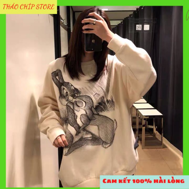 🔥HÀNG NEW🔥Áo Sweater Nỉ Hình Đôi Thỏ🐇🐇Chất liệu nỉ Cotton mặc co dãn vô cùng thoải mái •  Thiết kế Basic dễ phối đồ. | BigBuy360 - bigbuy360.vn