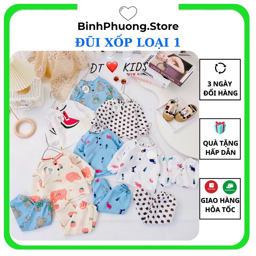 Pijama Cho Bé Trai Gái, Bộ Pijama Pizama Cho Bé Trai Gái Đũi Xốp Cao Cấp Minky Mom Binhphuong.store Lô Mới