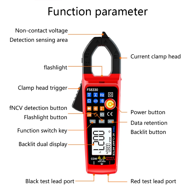 Kẹp Vạn Năng Kế Kỹ Thuật Số AC Kỹ Thuật Số Cho Đồng Hồ Đo Điện Áp DC RMS Auto RMS