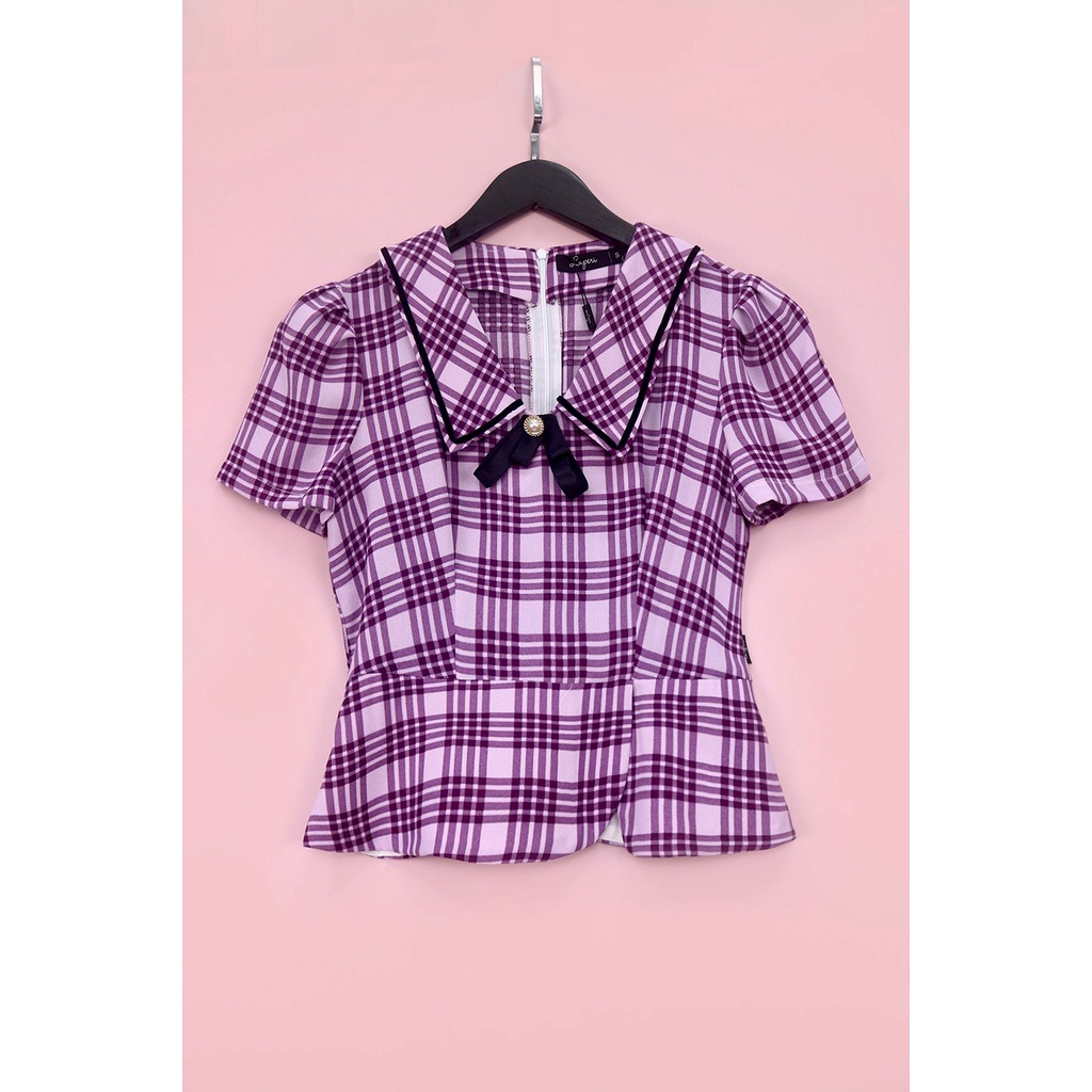Áo Sơ Mi Nữ Luperi LFSM1222 Dáng Peplum phối cổ nơ xinh xắn