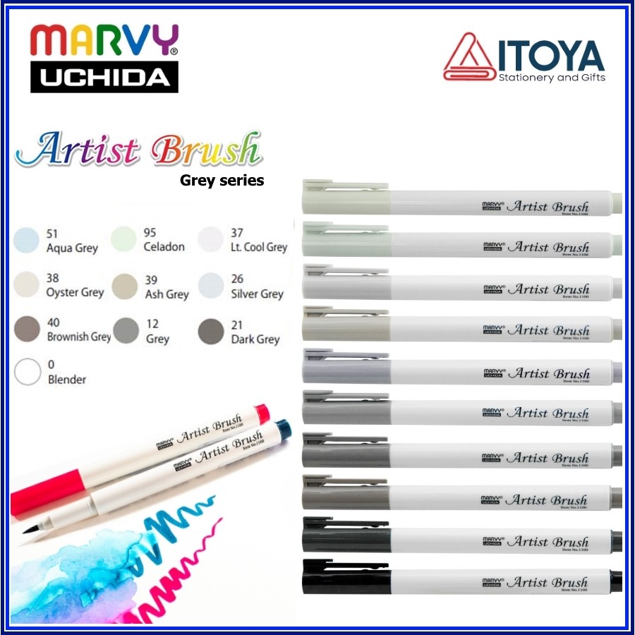 Bút cọ màu Marvy Artist Brush 1100 (Grey series)