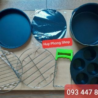 ◇ HÀNG SẴN◇ Bộ phụ kiện nồi chiên không dầu 8inch, bình xịt dầu rapido, chổi quyét gia vị rapido