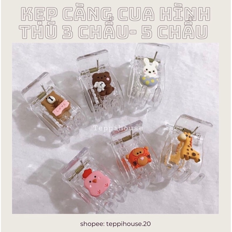 kẹp tóc càng cua hình thú 3răng, 5răng xinh xắn ( ảnh thật )