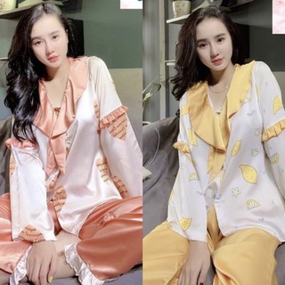 Bộ lụa satin bánh bèo nơ xinh