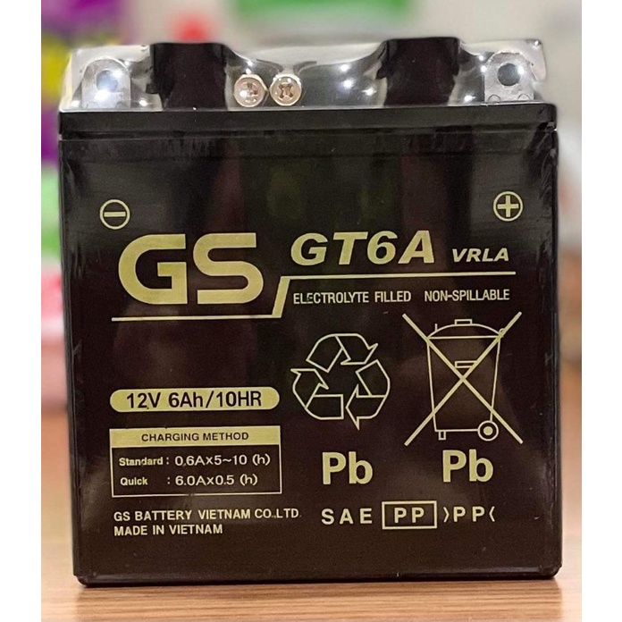 Ắc quy GS GT6A(12V-6ah)Bảo Hành 6 Tháng Xài cho xe Dream,Wave,Future