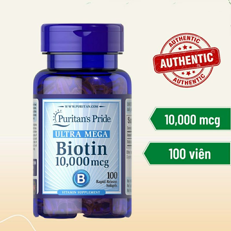 Viên uống Biotin giảm rụng tóc, kích mọc tóc Puritan's Pride 10000 mcg