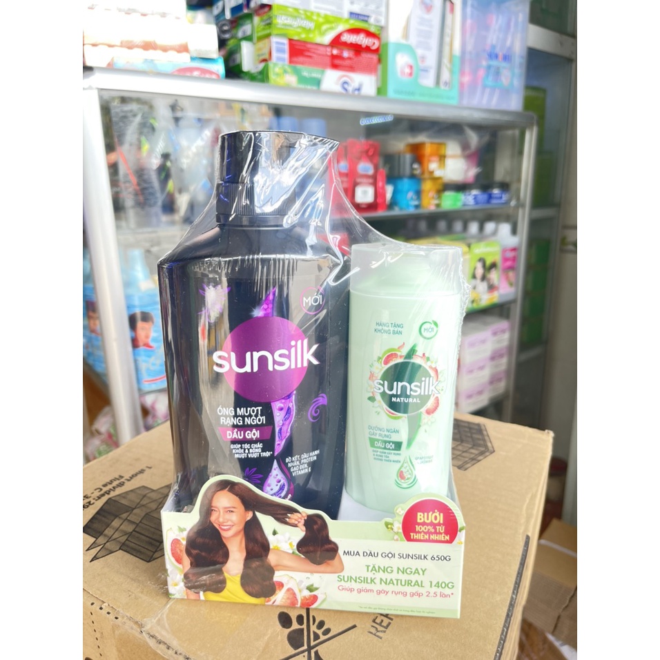 Gội SUNSILK 650g Tặng Chai dầu gội 140g/ Khăn tắm cao cấp