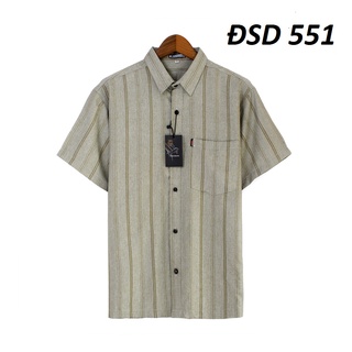 Áo sơ mi nam trung niên vải đũi sọc dọc fon rộng phù hợp cho người lớn tuổi từ 50 đến 85kg ADUI15