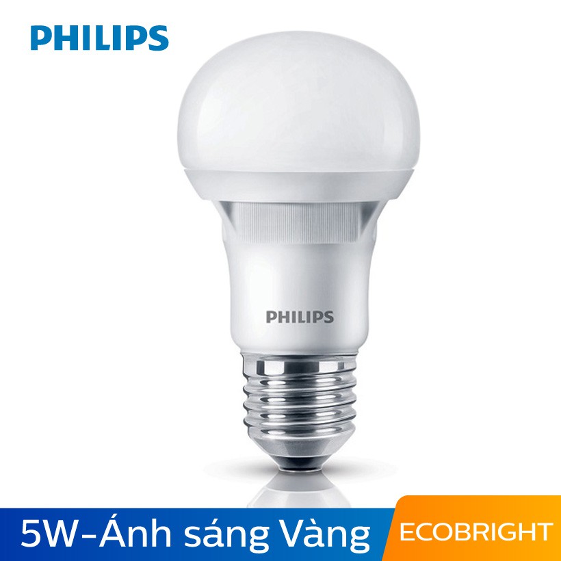 Bóng đèn Philips LED Ecobright 5W 3000K E27 A60 - Ánh sáng vàng | BigBuy360 - bigbuy360.vn