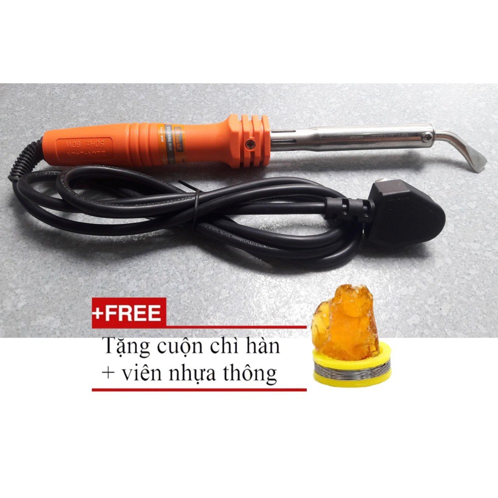 Mỏ hàn đầu dẹp cao cấp 80W Asaki AK-9044 + Nhựa thông và Cuộn chì hàn