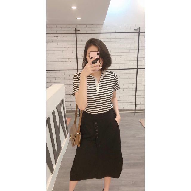 Áo phông kẻ cổ bẻ