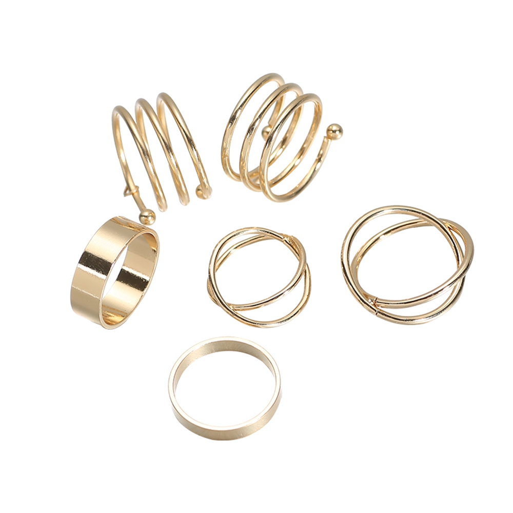 Set 6 nhẫn đeo tay bằng kim loại phong cách cổ điển thời trang cho nữ