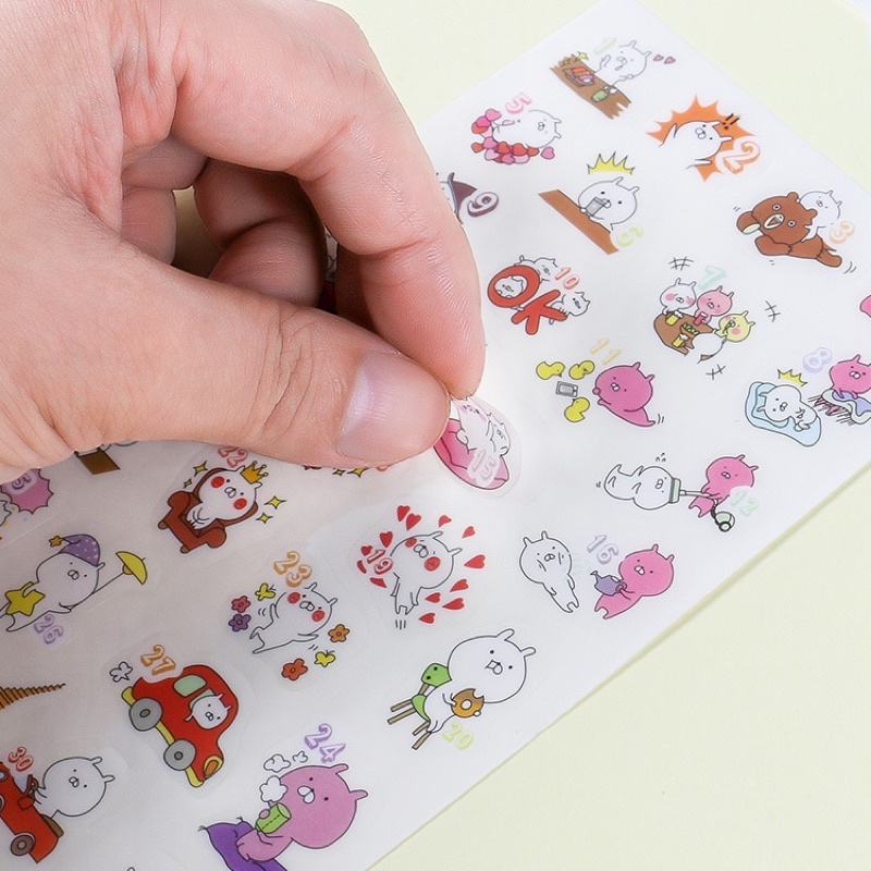 Set 6 stickers nhựa PVC PET dễ thương