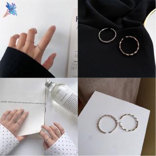 Bộ hai chiếc nhẫn hở kiểu gợn sóng thiết kế đơn giản cá tính dành cho nữ đeo hằng ngày