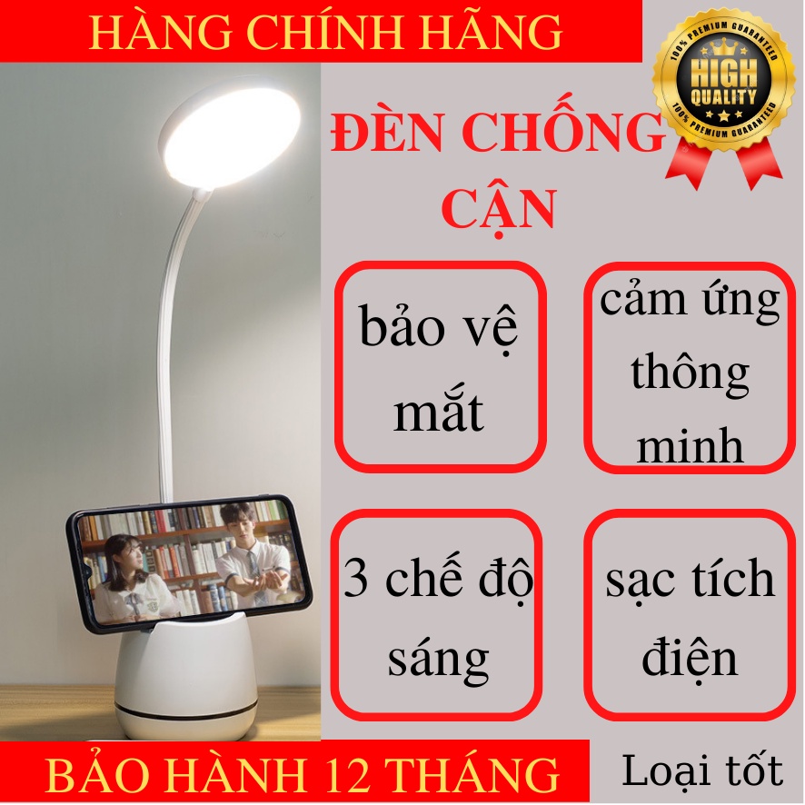 Đèn led để bàn học sinh chống cận thị có sạc USB và kệ đựng bút, điện thoại