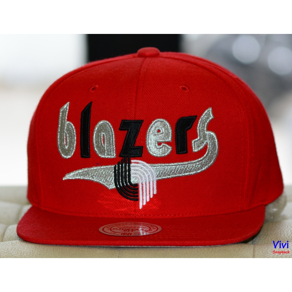 Nón snapback Mitchell and Ness,mũ Mitchell & Ness Blazers Team Logo red Snapback, M&N NBA