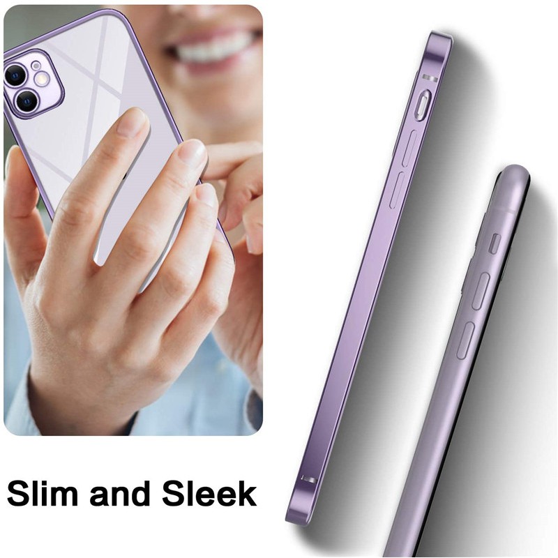 Ốp điện thoại mica silicon 5 màu viền cho iPhone 12 11 Pro Max Mini IP12